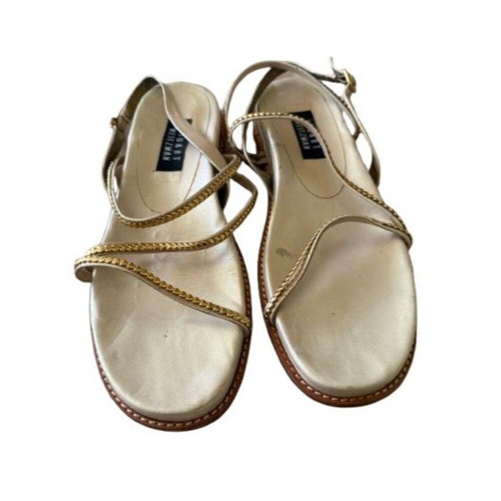 Stuart Witzman Women's Metallic Gold Strappy Sandals Italy Size 11 M - Picture 4 of 5